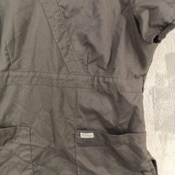 GREY's ANATOMY by BARCO Scrubs Uniform Top Size LARGE(12-14) Black Woven Rayon - Picture 5 of 11
